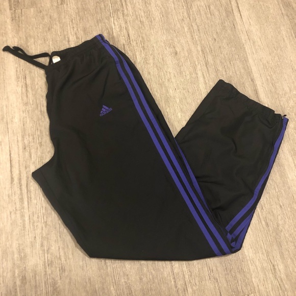 black and purple adidas pants